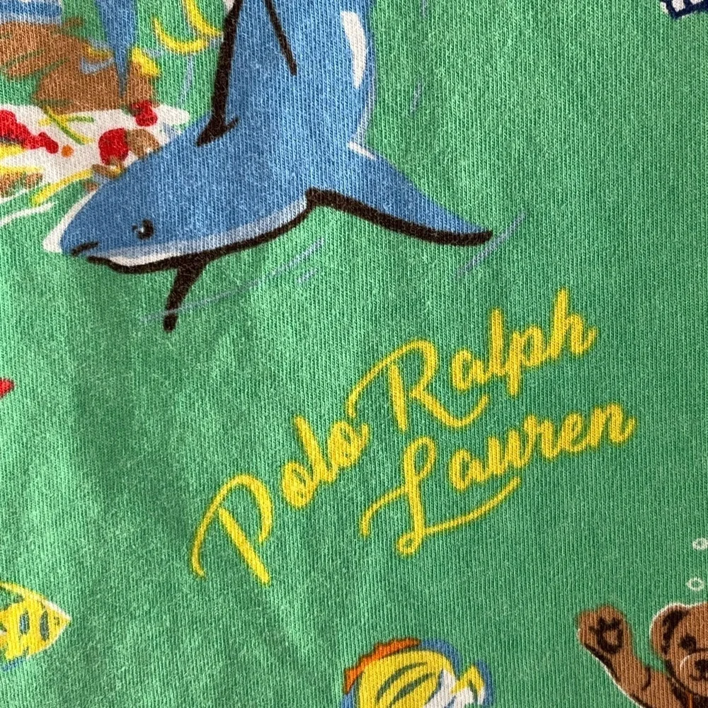 Polo Ralph Lauren Unisex Green Underwater  Bear Print Short Sleeved T-Shirt M